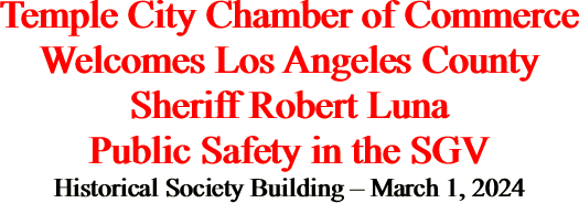 Temple City Chamber of Commerce Welcomes