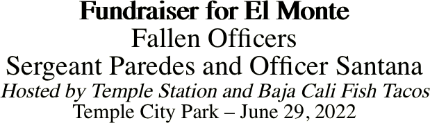 Fundraiser for El Monte Fallen Officers Sergeant
