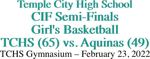 Temple City High School CIF Semi-Finals Girl's