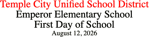 Temple City Unified School District Emperor