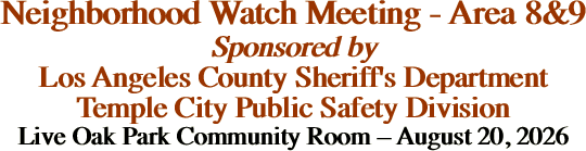 Neighborhood Watch Meeting - Area
