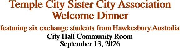 Temple City Sister City Association Welcome